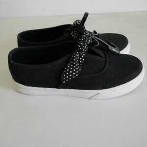 black canvas slip ons girls sz 4 new never worn